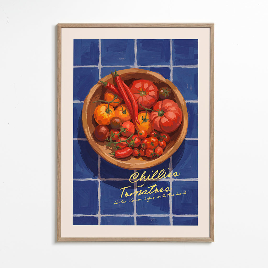 Obraz do kuchyně s ilustrací chilli a rajčat