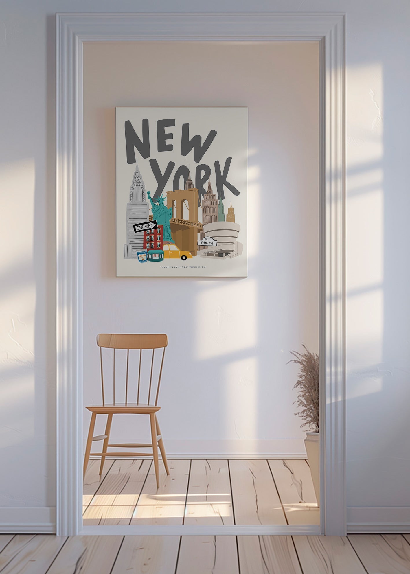 Cestovatelský plakát s ikonami New Yorku