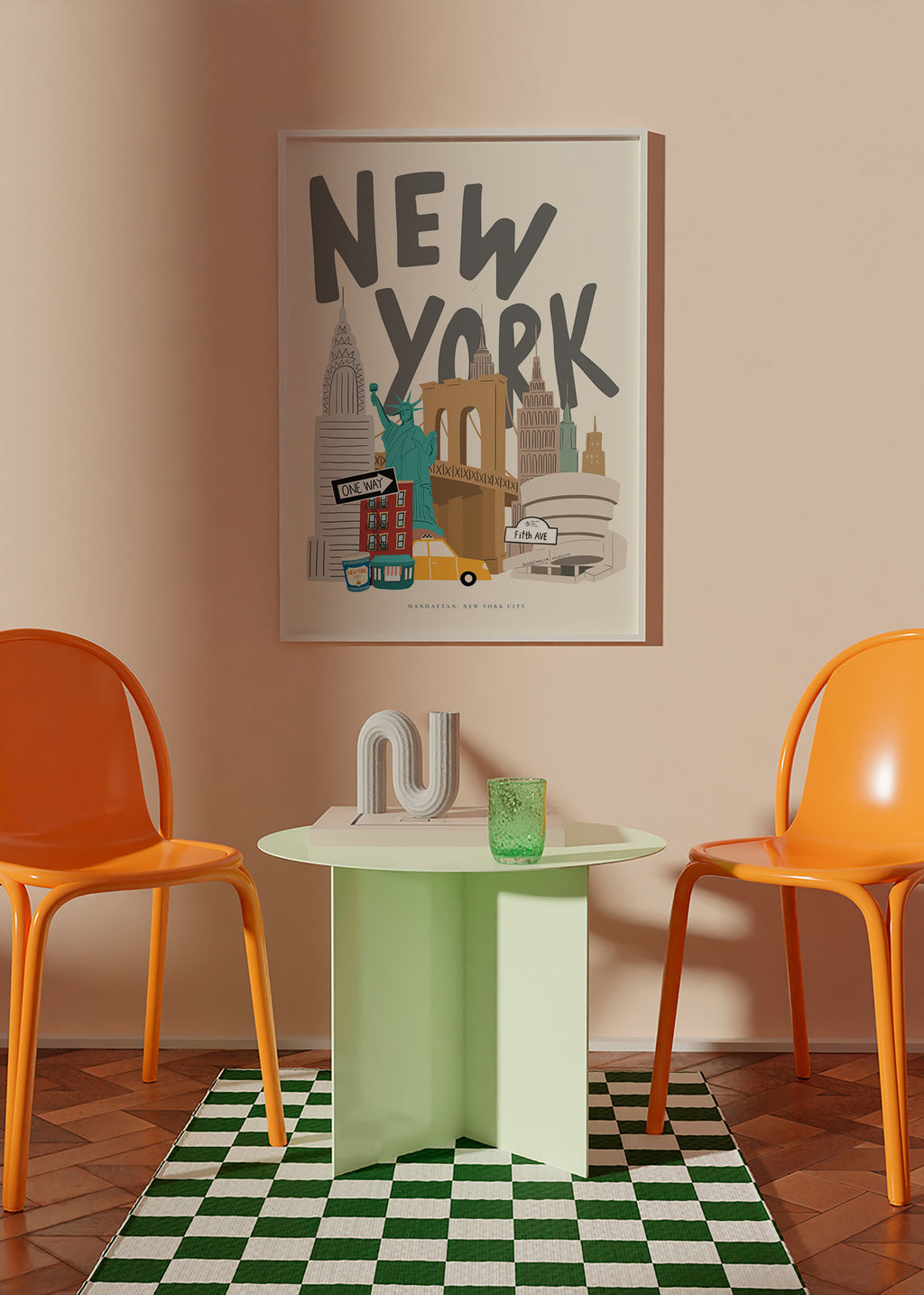 Cestovatelský plakát s ikonami New Yorku