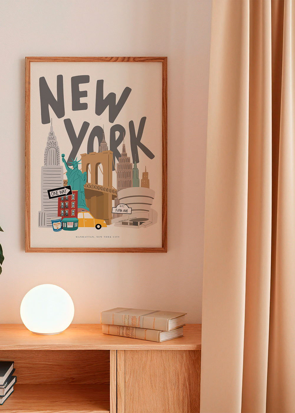 Cestovatelský plakát s ikonami New Yorku