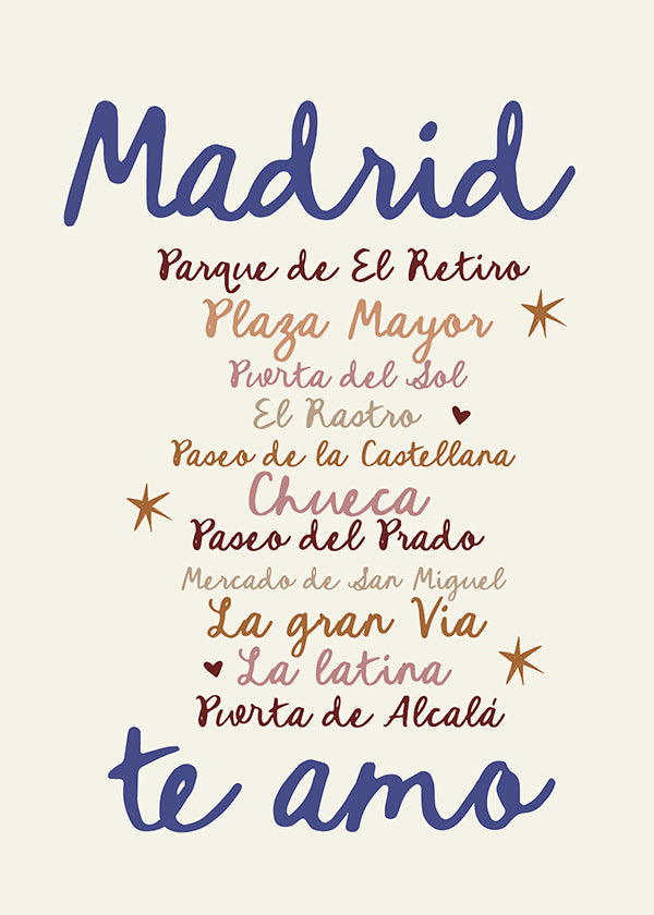 Cestovatelský plakát Madrid výrazná typografie