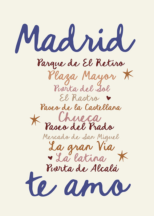 Cestovatelský plakát Madrid výrazná typografie