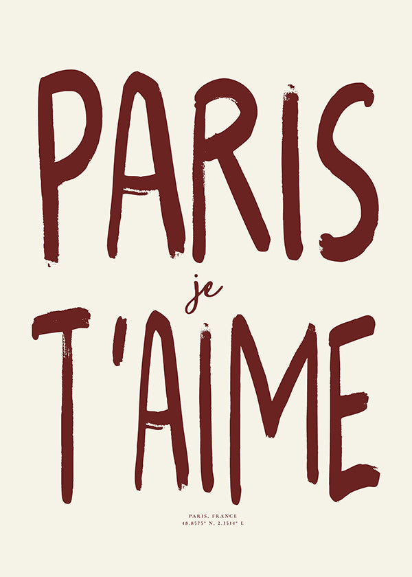 Plakát města typografie Paris je t'aime