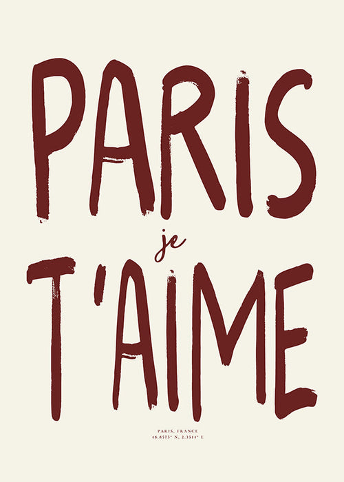 Plakát města typografie Paris je t'aime
