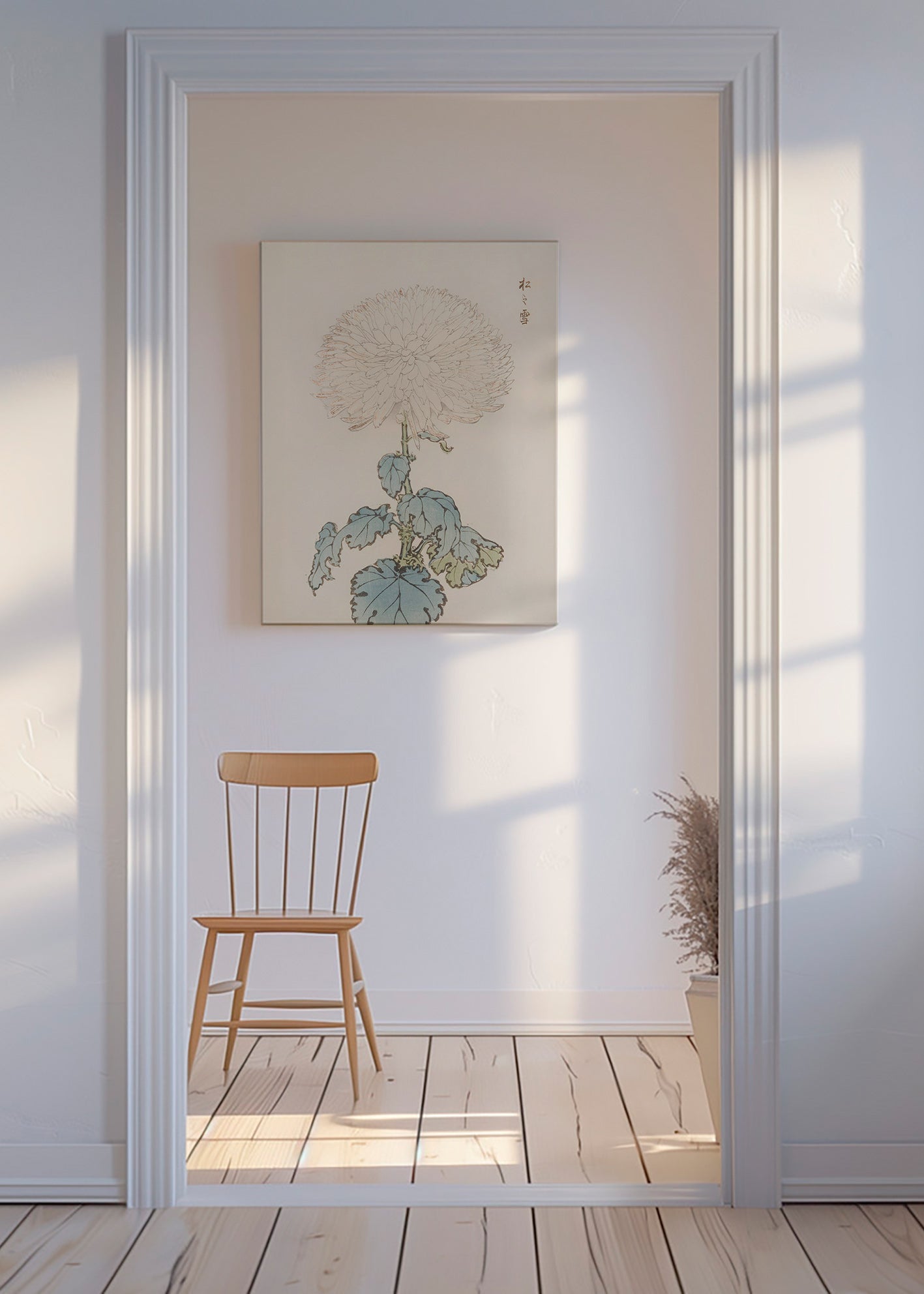 Botanický plakát: japonská chryzantéma detail