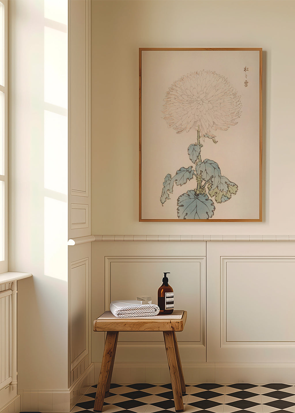 Botanický plakát: japonská chryzantéma detail