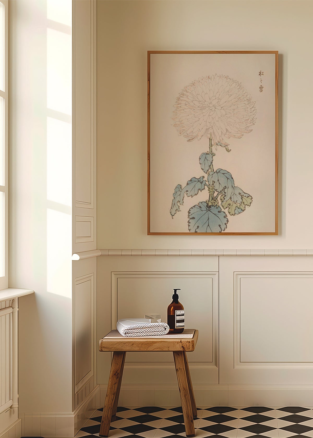 Botanický plakát: japonská chryzantéma detail