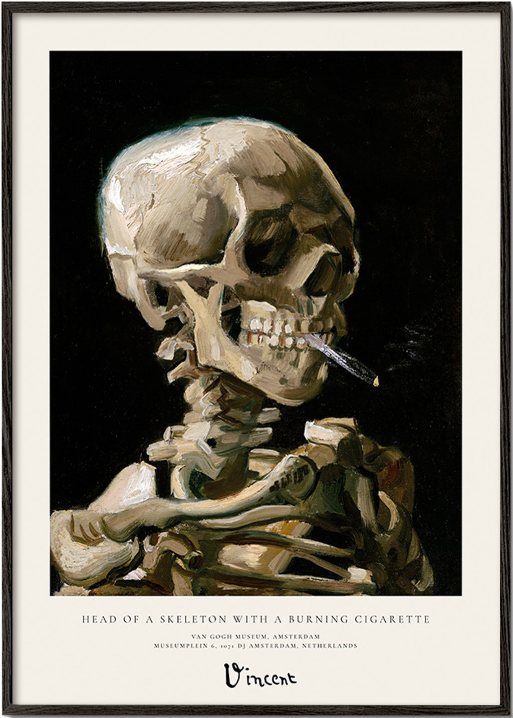 Vintage lebka s hořící cigaretou