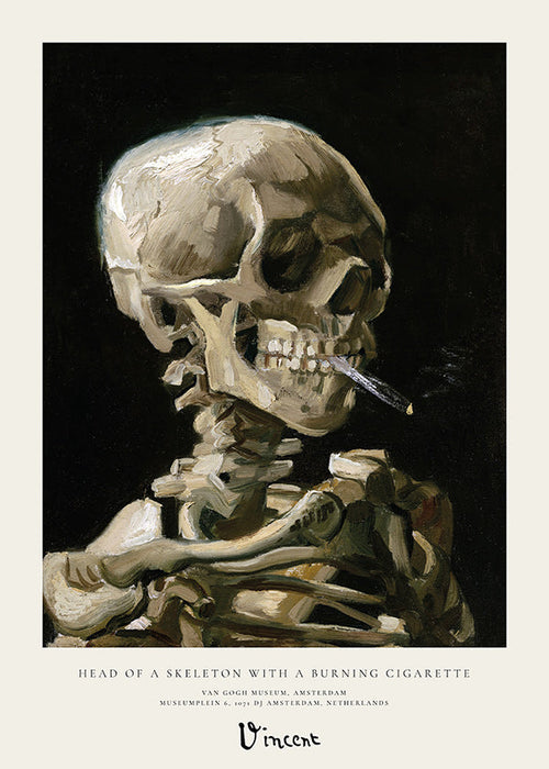 Vintage lebka s hořící cigaretou