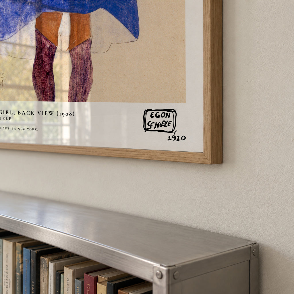 Standing Girl, Back View By Egon Schiele - Framed poster detail