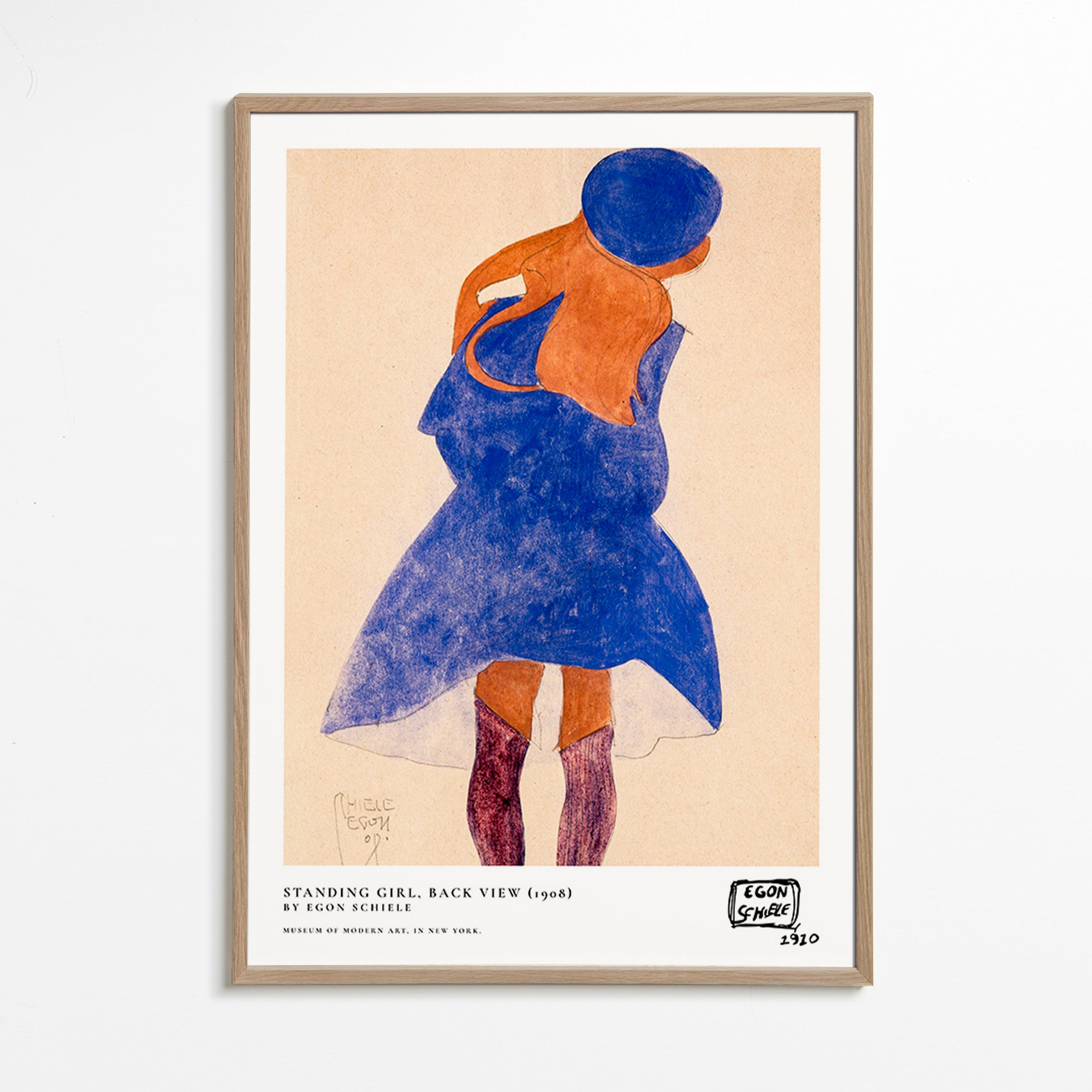 Ilustrace: žena zezadu v modrém
