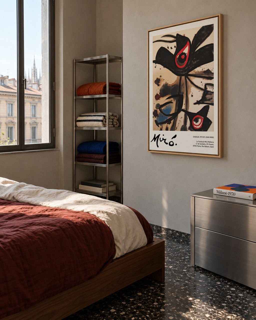 Oiseaux by Joan Miro - Framed canvas in an interior