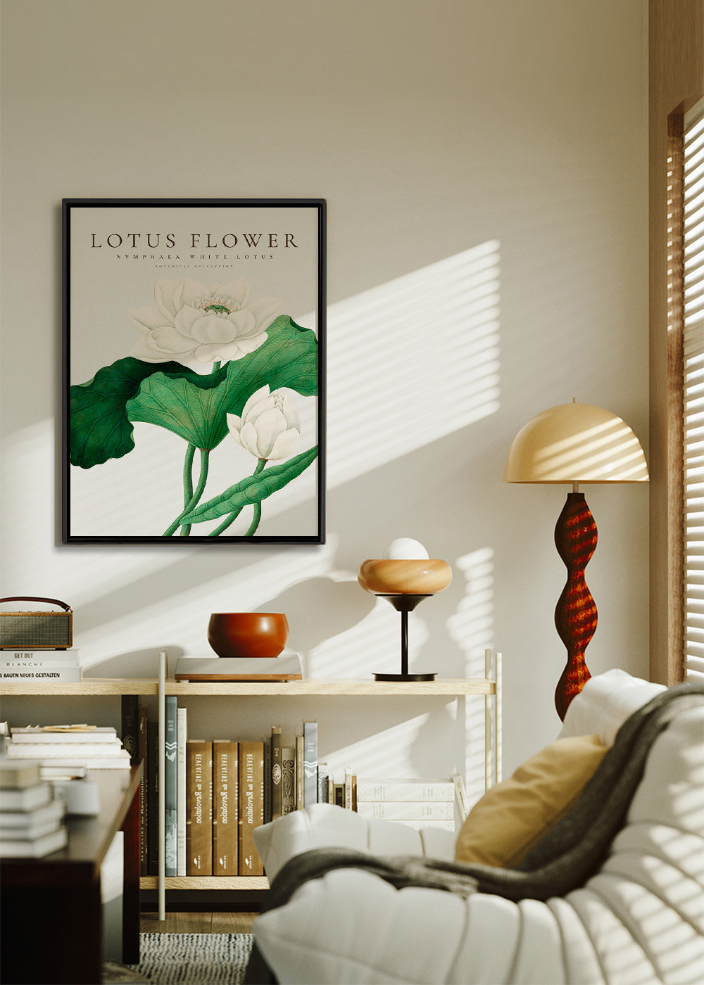 Botanický plakát Bílý lotos studie