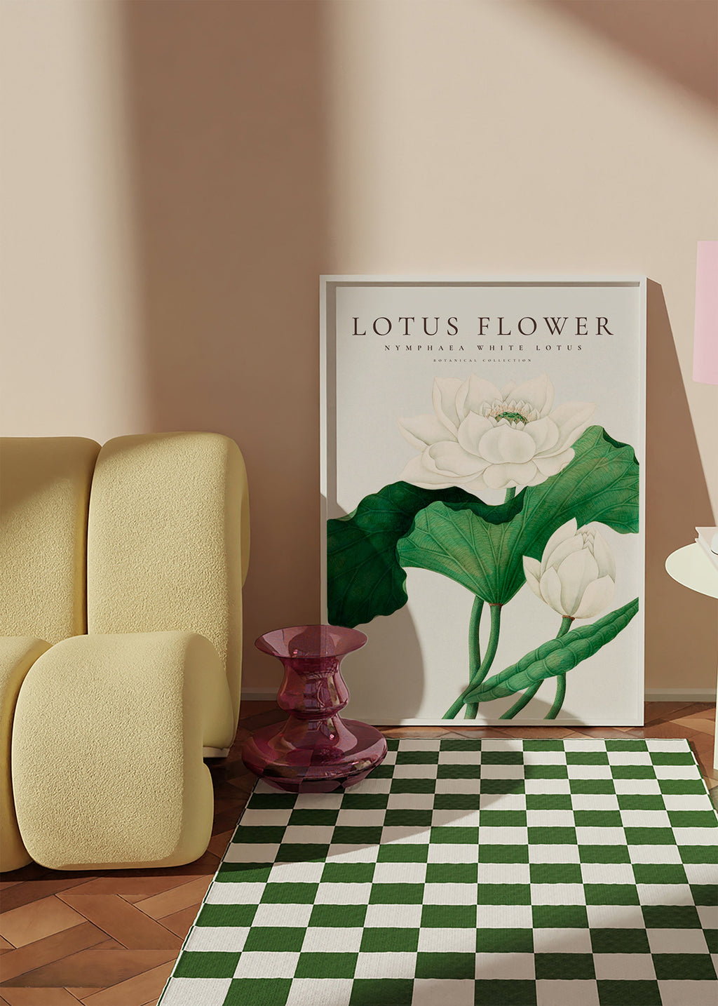 Botanický plakát Bílý lotos studie
