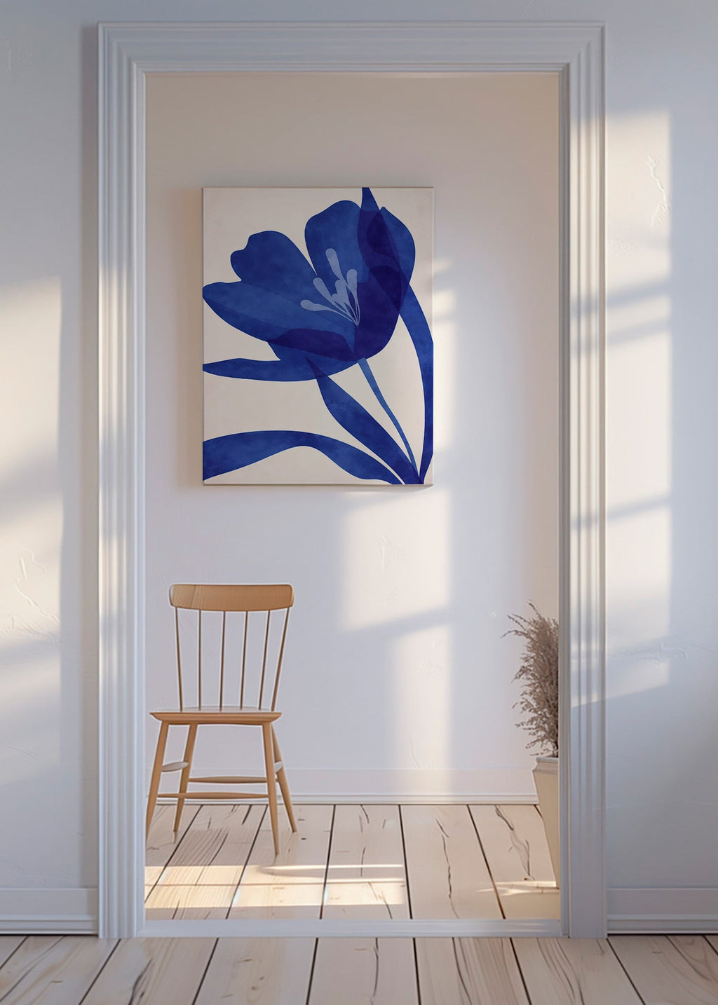 Botanický tisk stylizovaná modrá květina