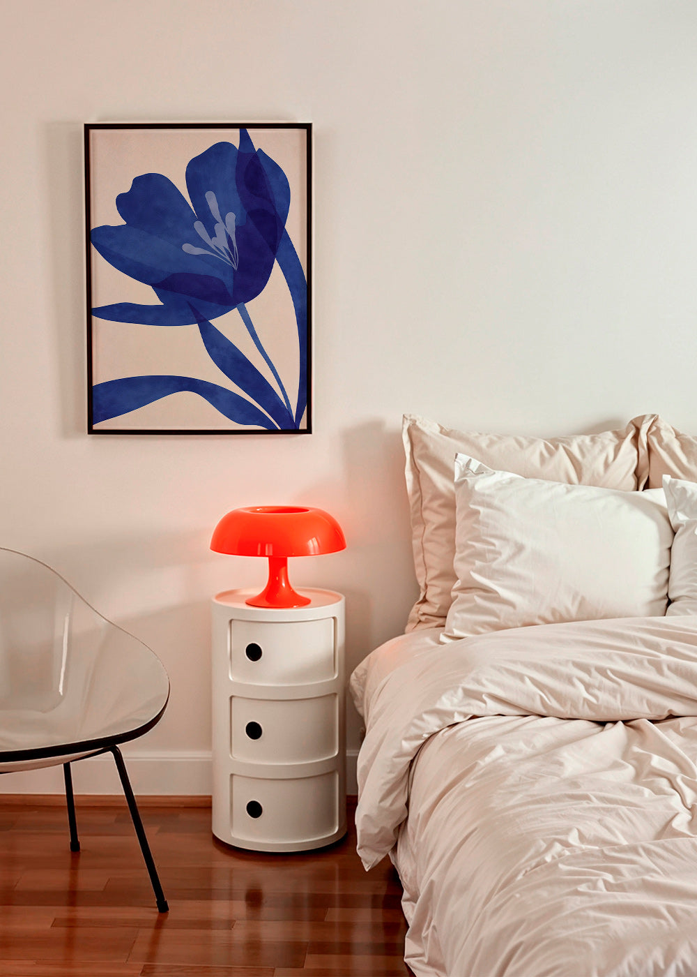 Botanický tisk stylizovaná modrá květina