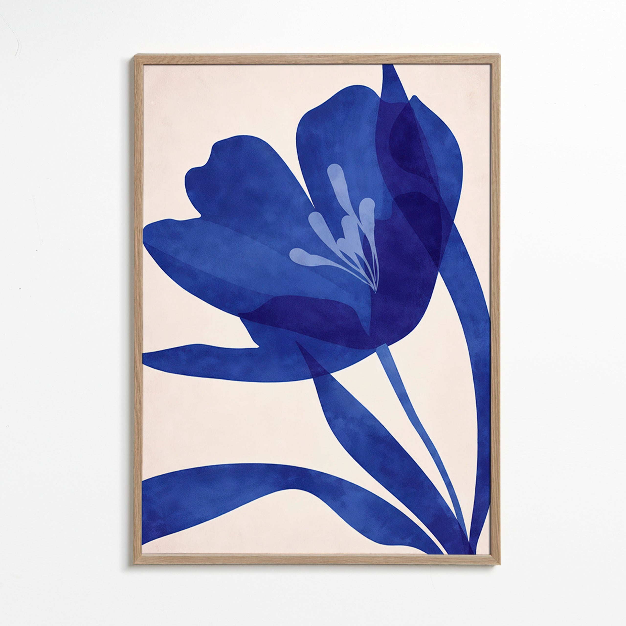 Botanický tisk stylizovaná modrá květina
