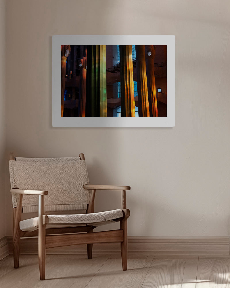 Fotografie osvětlených interiérových sloupů