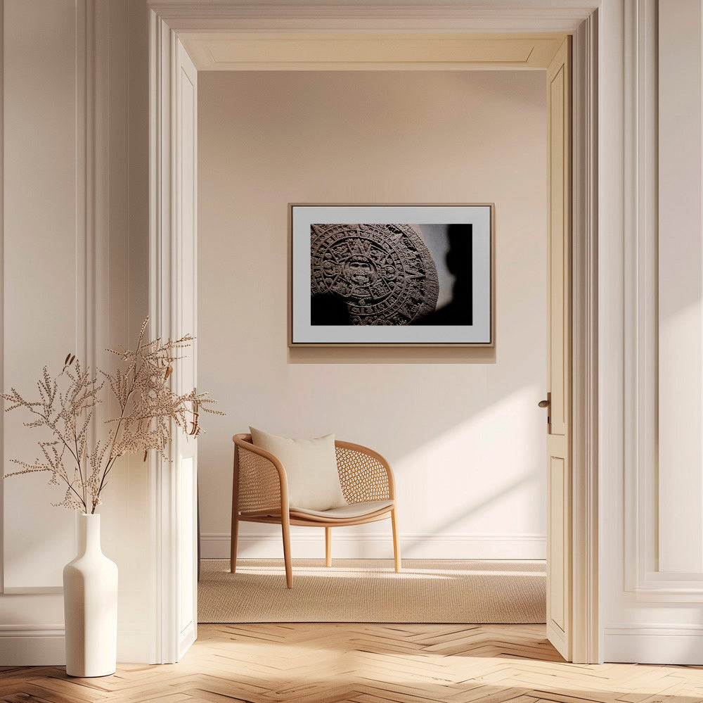 Fotografie aztéckého kalendáře v reliéfu