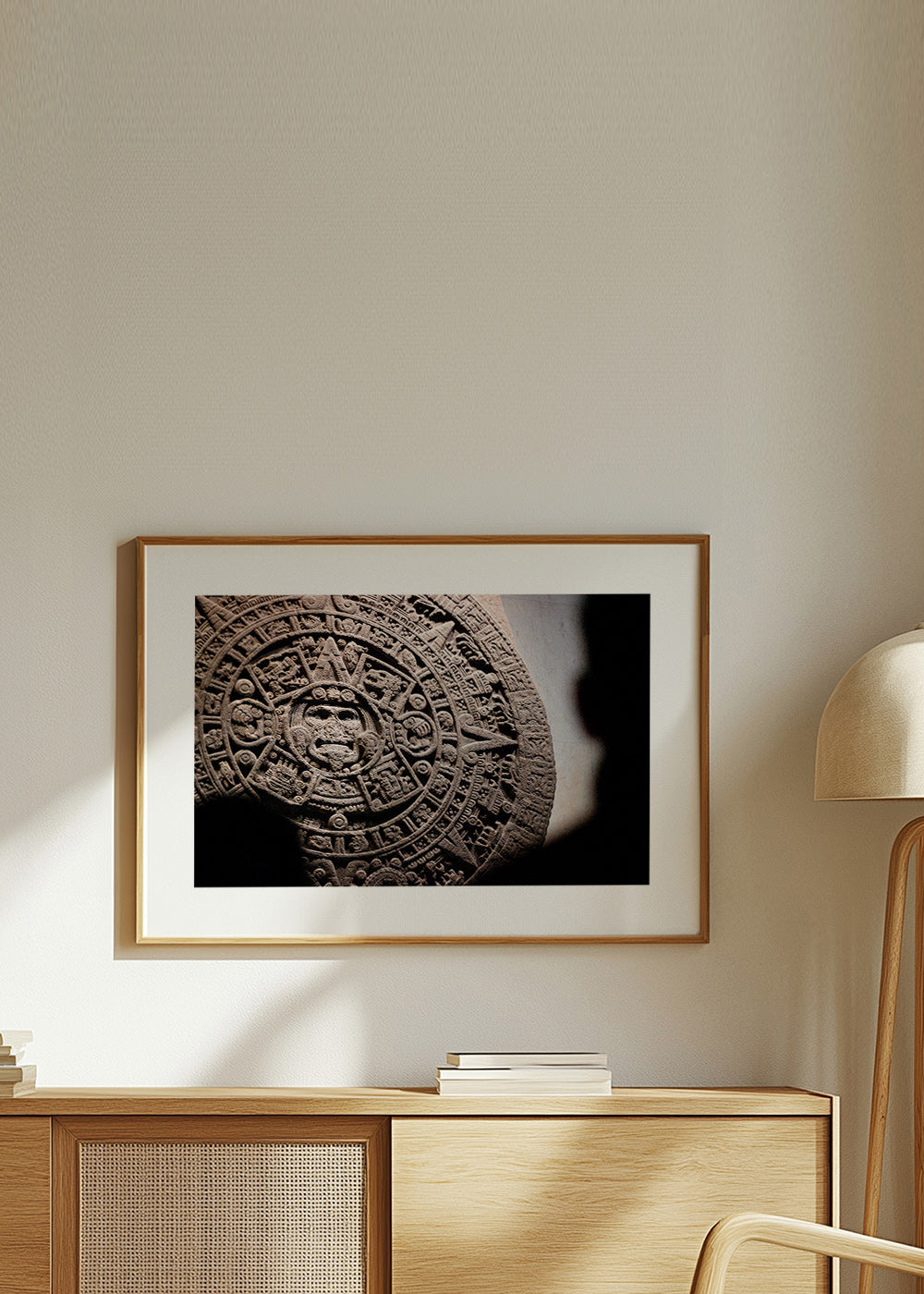 Fotografie aztéckého kalendáře v reliéfu