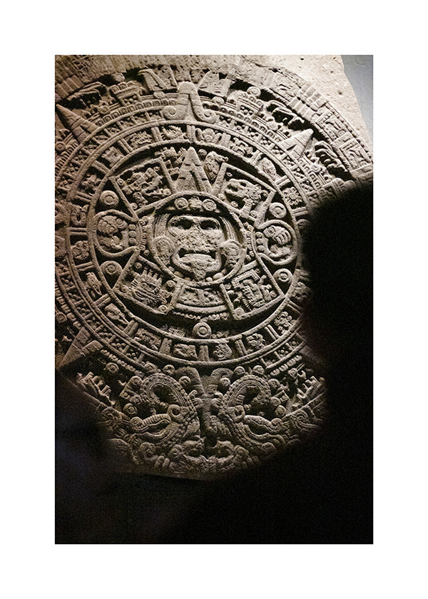 Fotografie azteckého kamenného kalendáře