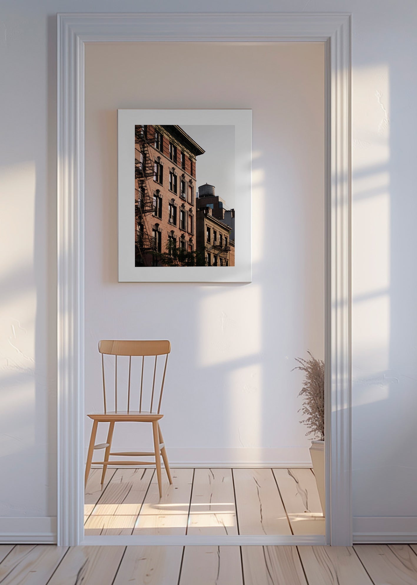 Fotografie městské fasády se žebříkem