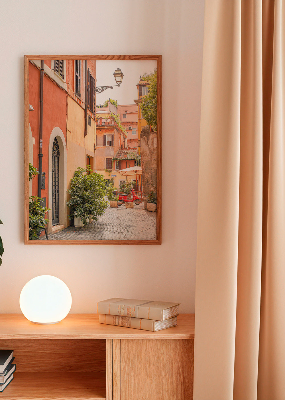 Obraz do kuchyně: ulice Trastevere s červeným skútrem – Product2