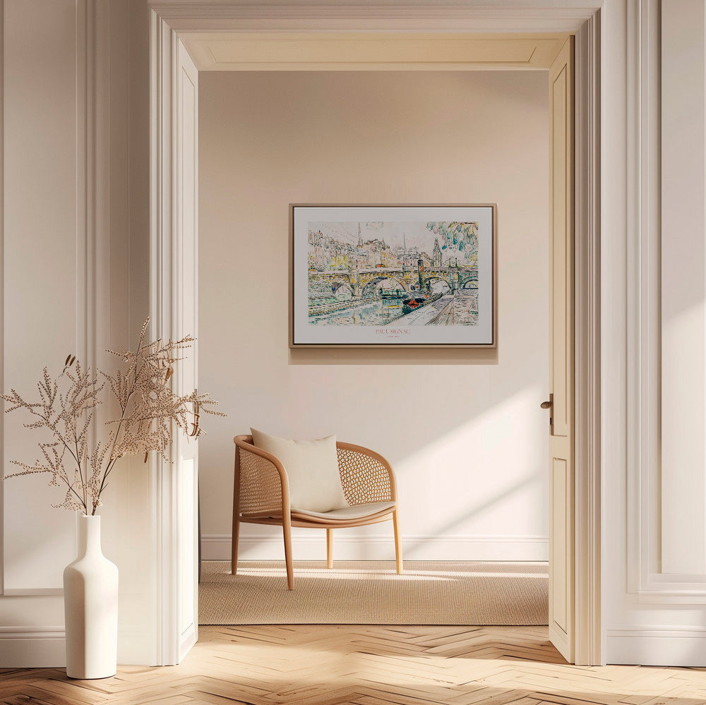 Obraz do města: Pont Neuf s remorkérem v inkoustu a akvarelu – Canvas2