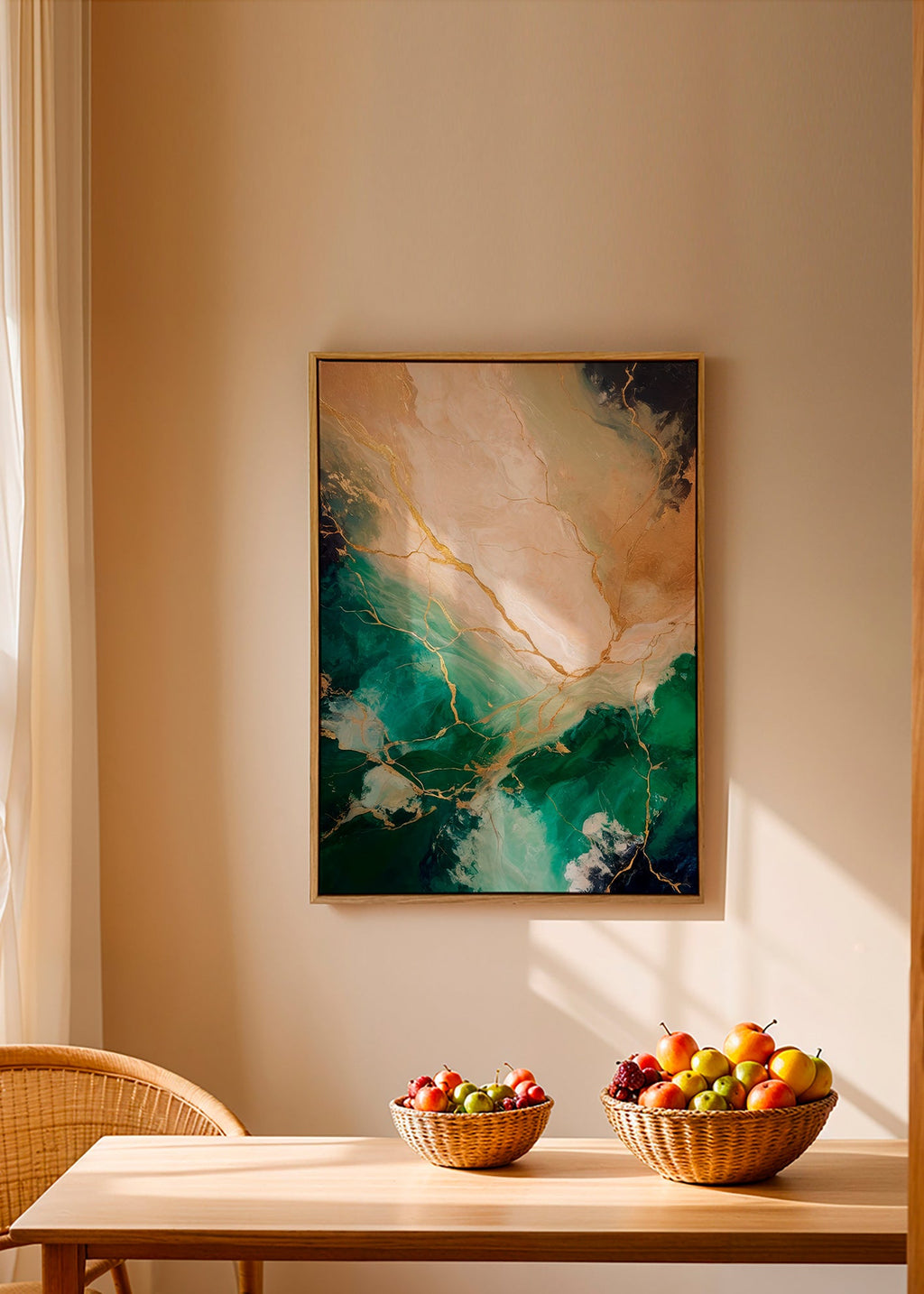 Abstraktní obraz se smaragdovými a zlatými žilami – Canvas2