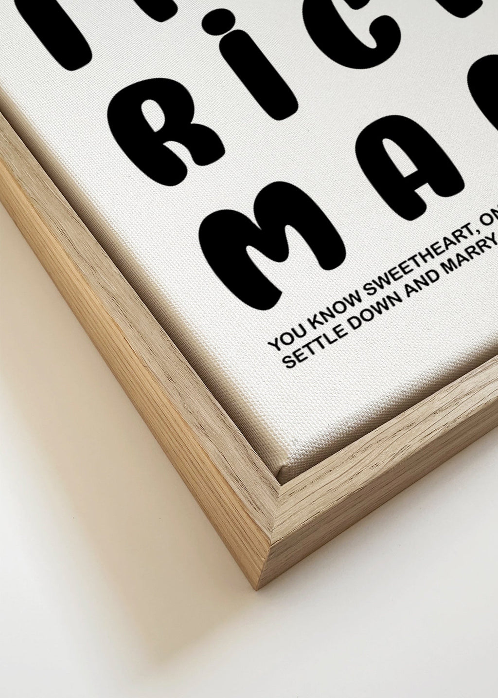 Typografická ilustrace se vtipnou větou – Canvas detail
