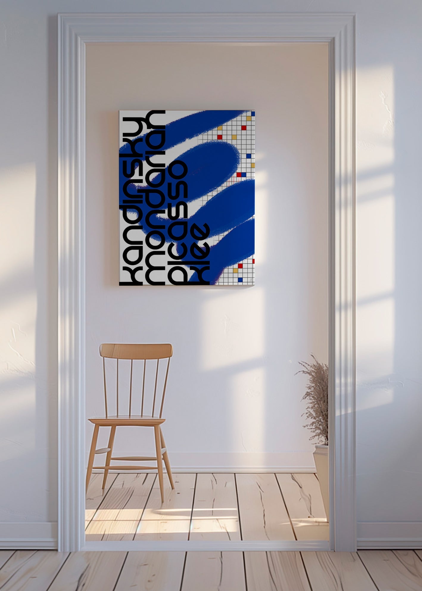 Abstraktní obraz s modrými tahy – Canvas
