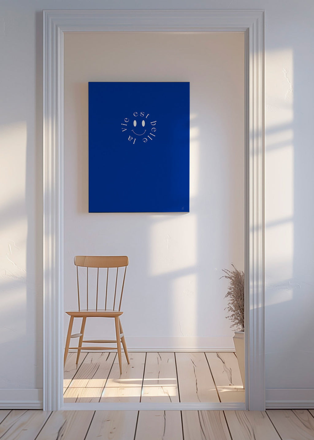 Ilustrace úsměv typografická modrá – Canvas