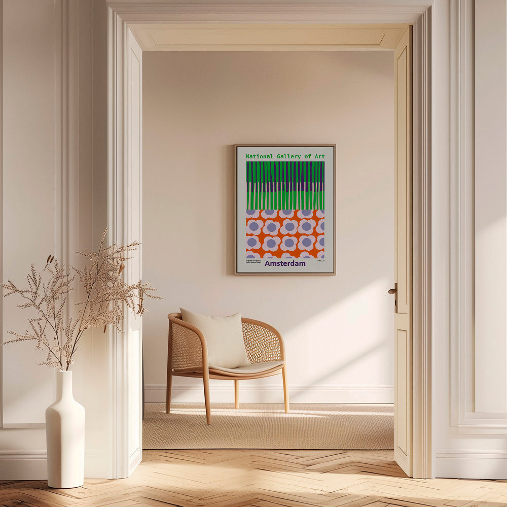 Cestovní plakát Amsterdam s grafickým květinovým vzorem – Canvas1