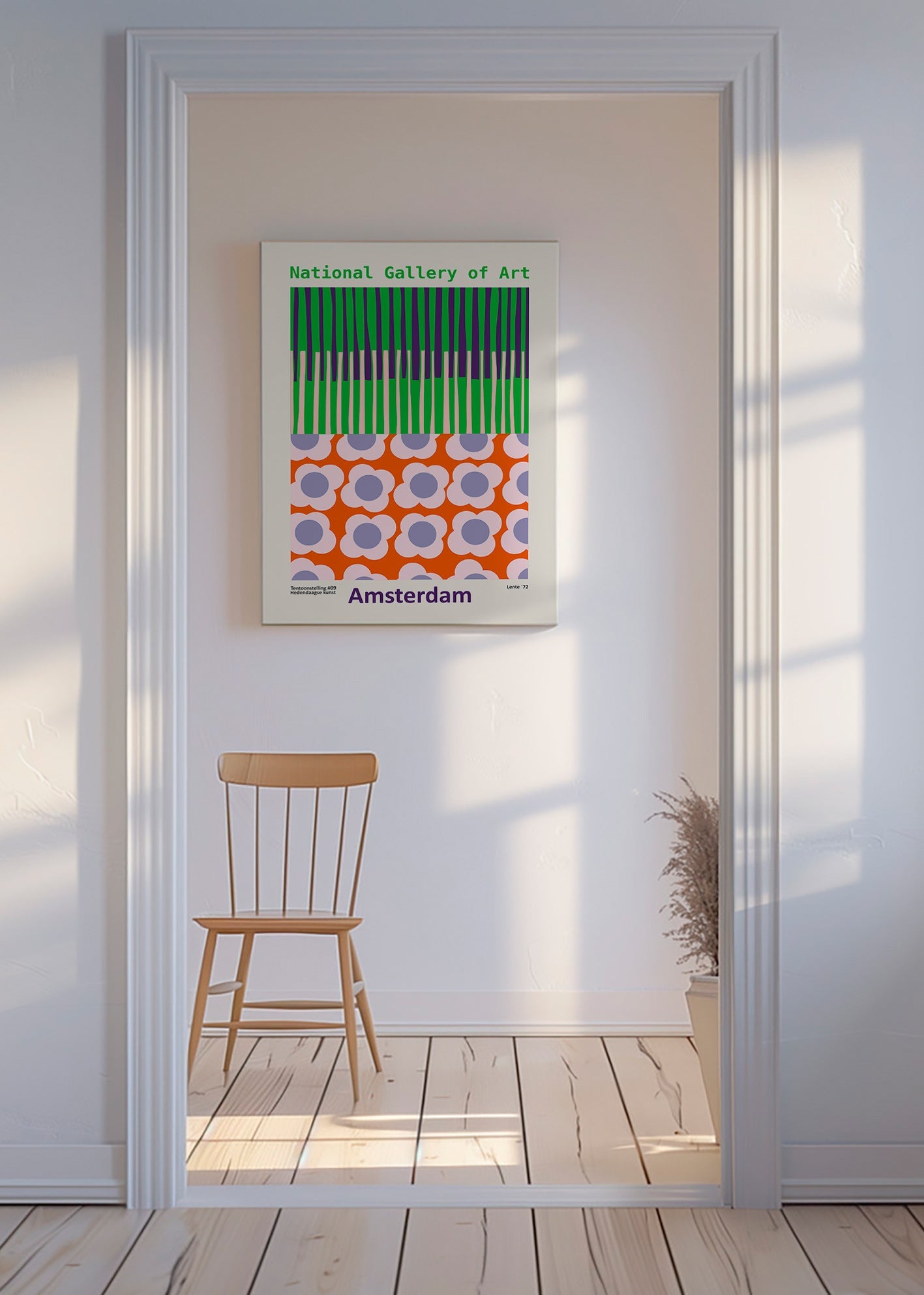 Cestovní plakát Amsterdam s grafickým květinovým vzorem – Canvas