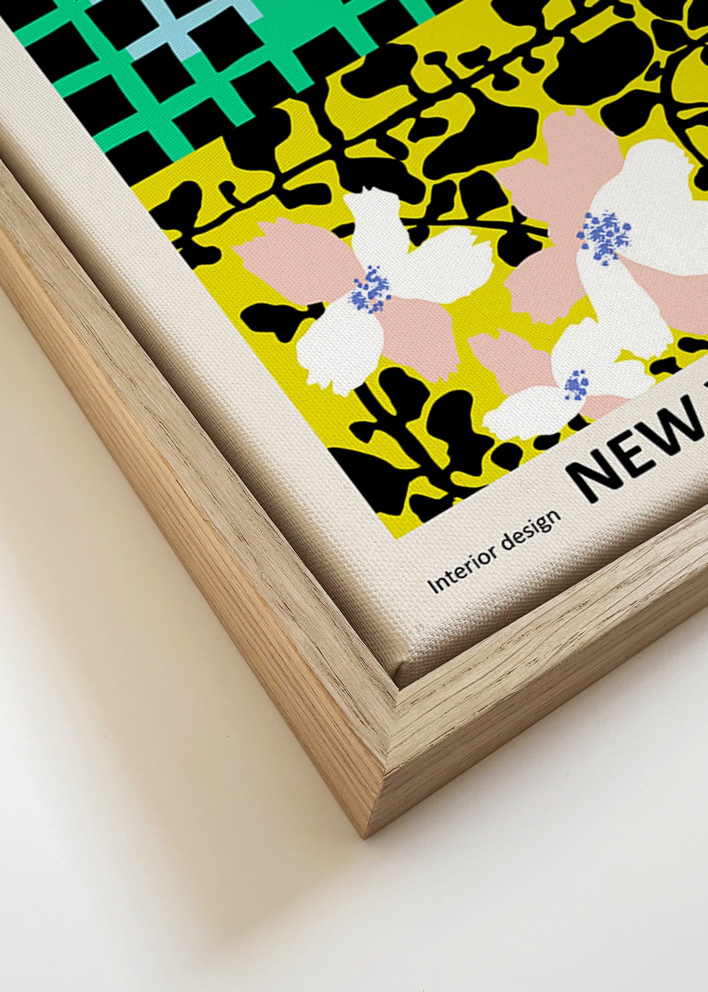 Plakát města: New York typografický s květinovými motivy – Canvas detail