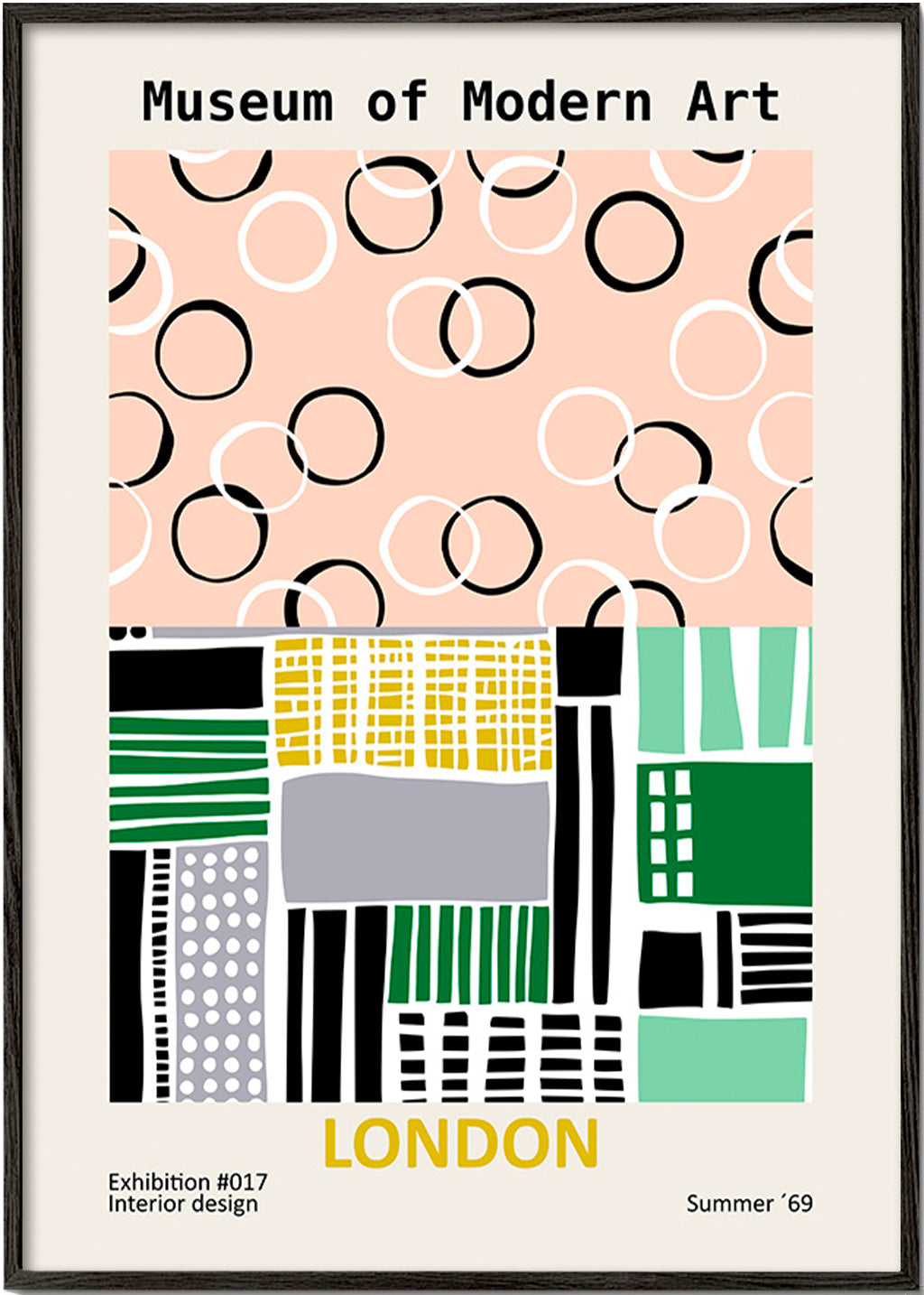 Cestovní plakát s typografickým motivem Londýn – Black Frame