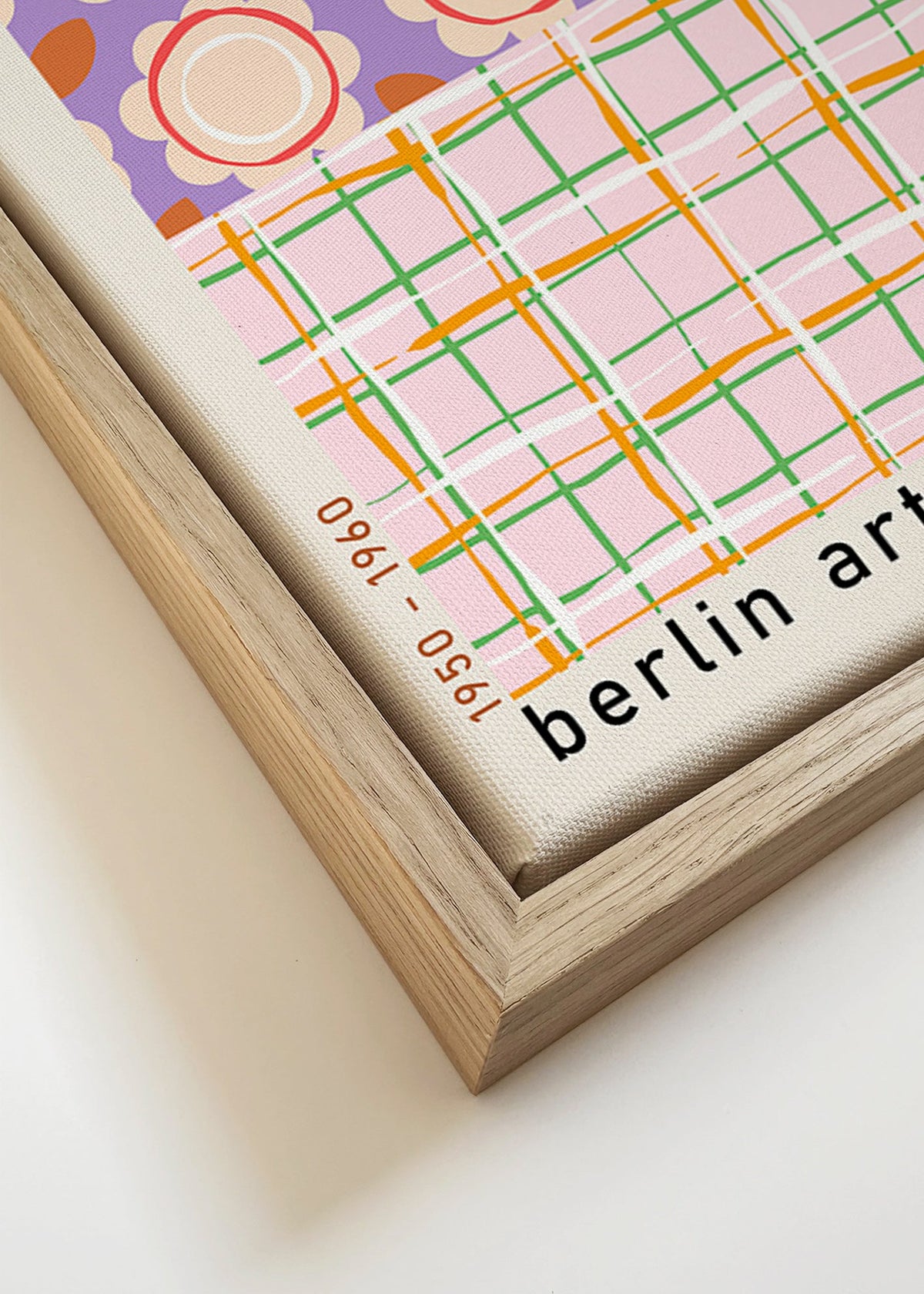 Pop art květinová ilustrace s mřížkou – Canvas detail