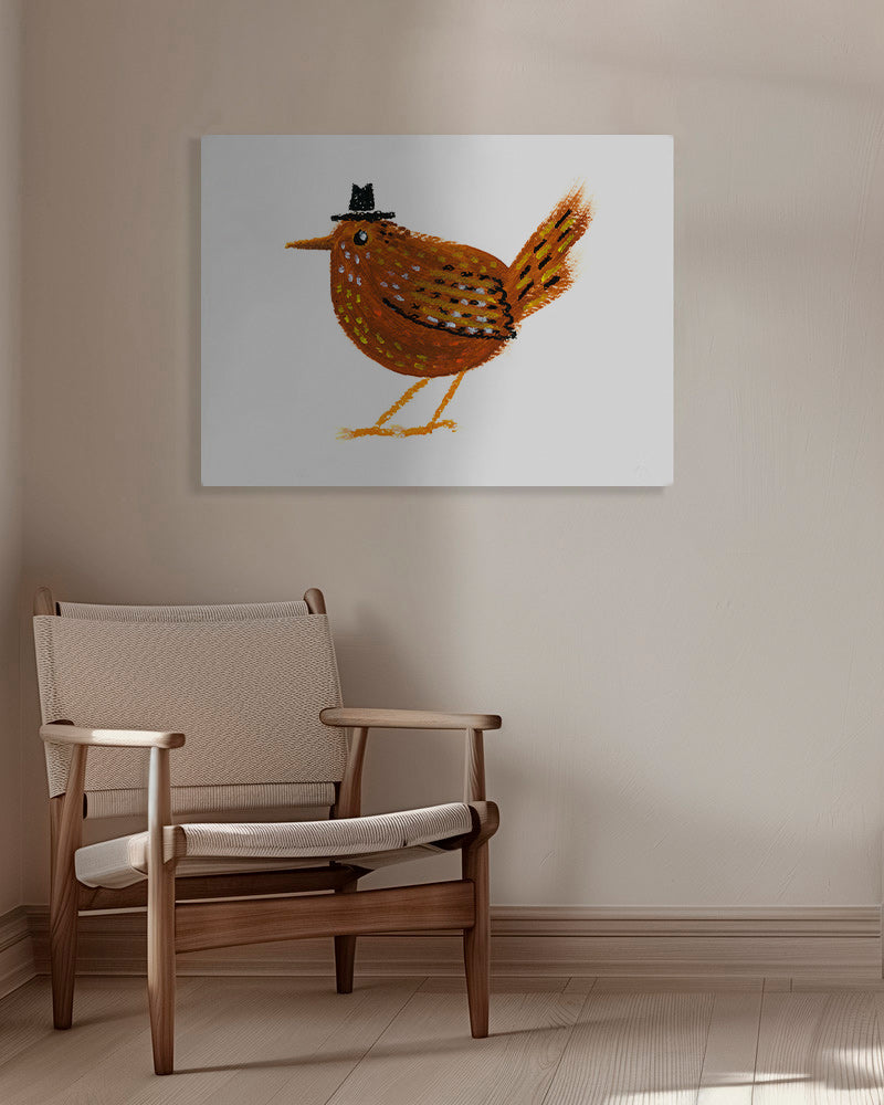Obraz pták s malým kovbojským kloboukem – Canvas