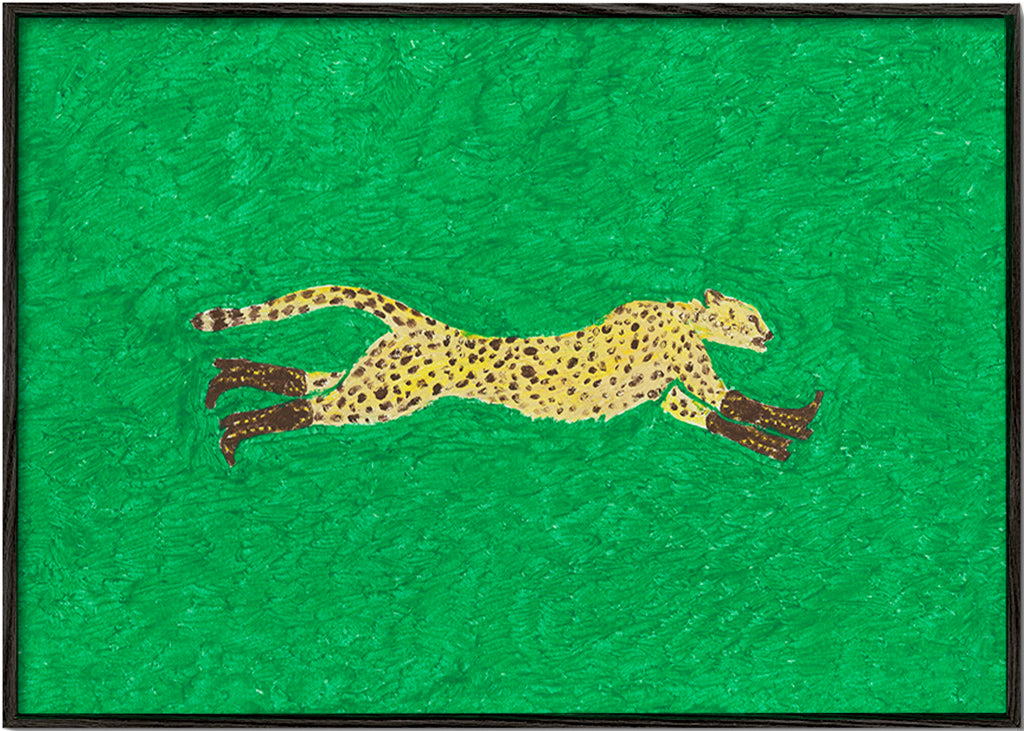 Gepard běží na zeleném pozadí – Black Frame