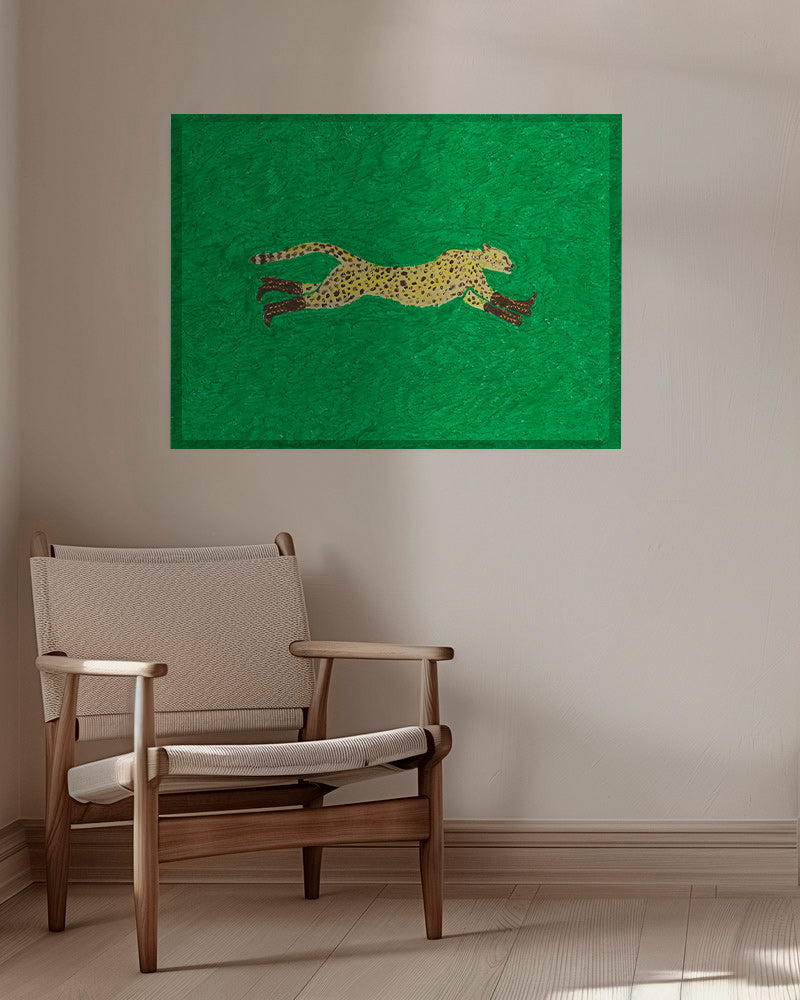 Gepard běží na zeleném pozadí – Canvas