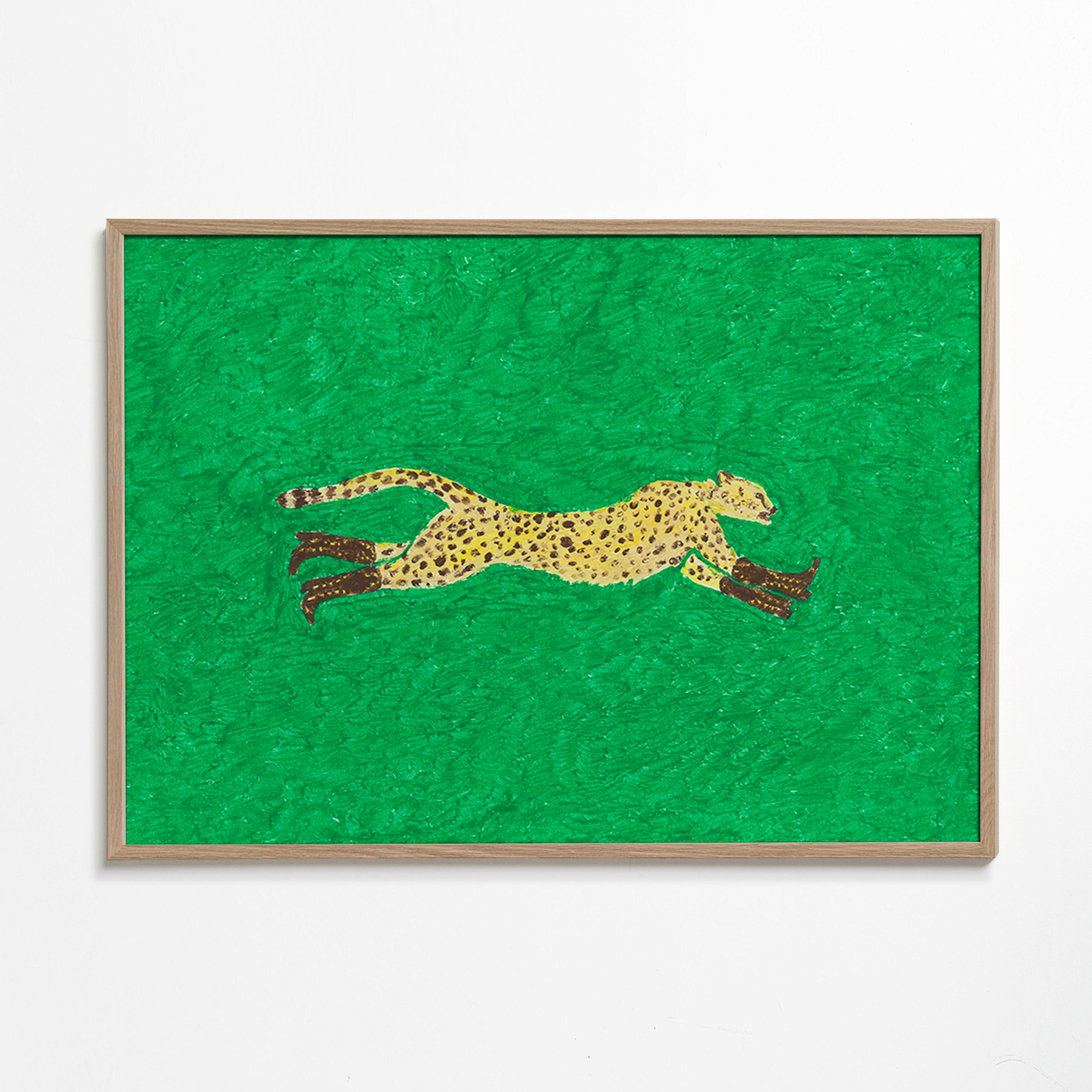 Gepard běží na zeleném pozadí – Oak Frame