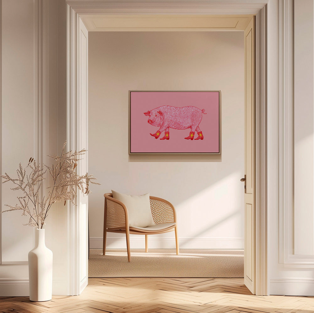 Ilustrace prasátka kovbojky – Canvas1