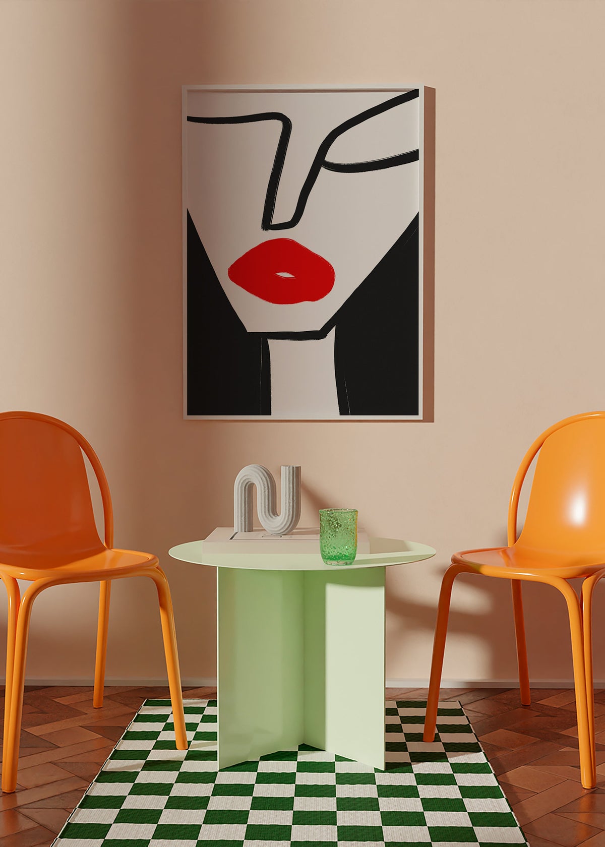 Minimalistický obraz červené rty profil – Product1