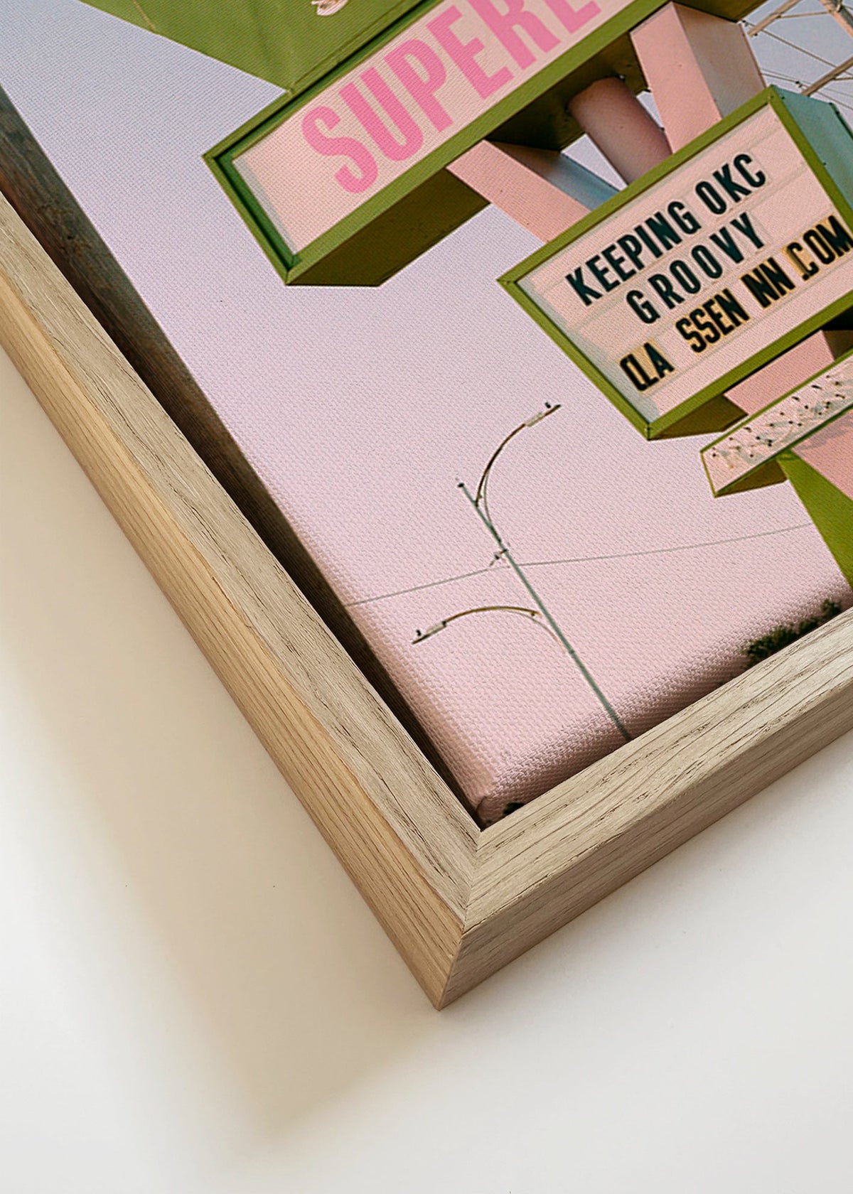 Vintage plakát nápis zelená a růžová – Canvas detail