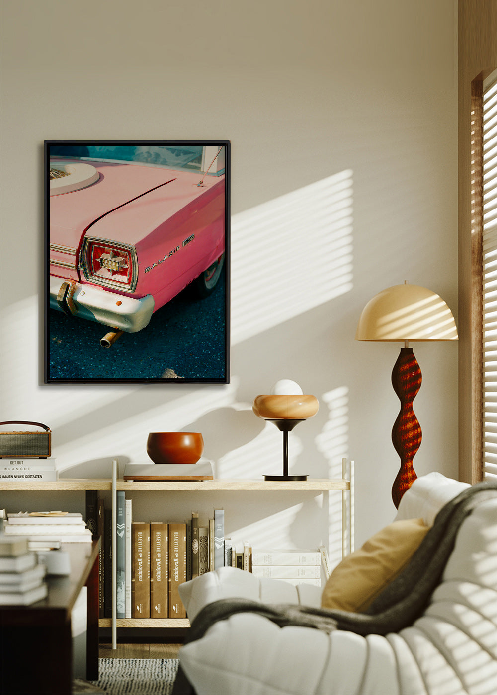 Vintage auto růžový plakát – Canvas2