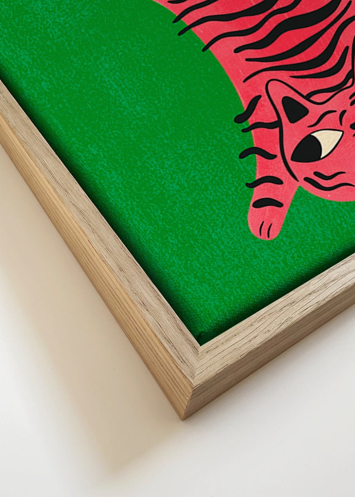 Obraz růžová kočka s černými pruhy – Canvas detail