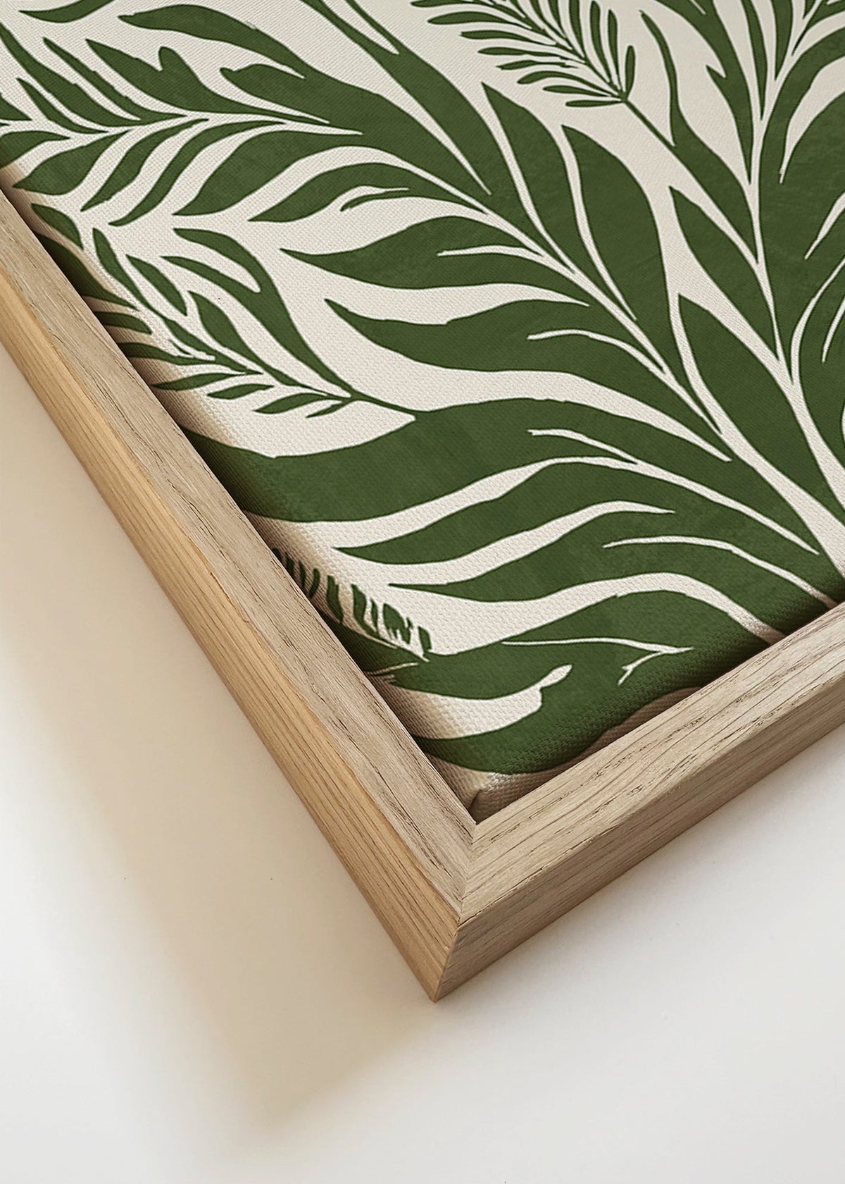 Botanický plakát zelené listy na béžovém pozadí – Canvas detail