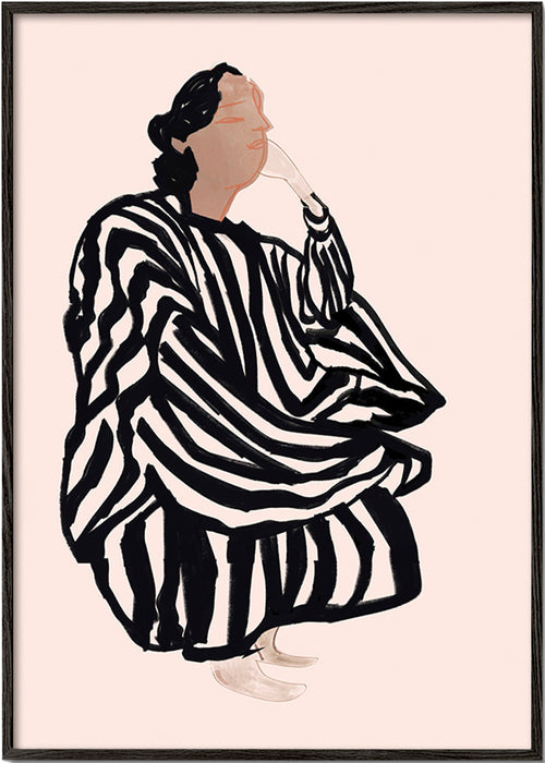 Ilustrace ženské postavy s grafickými pruhy – Black Frame