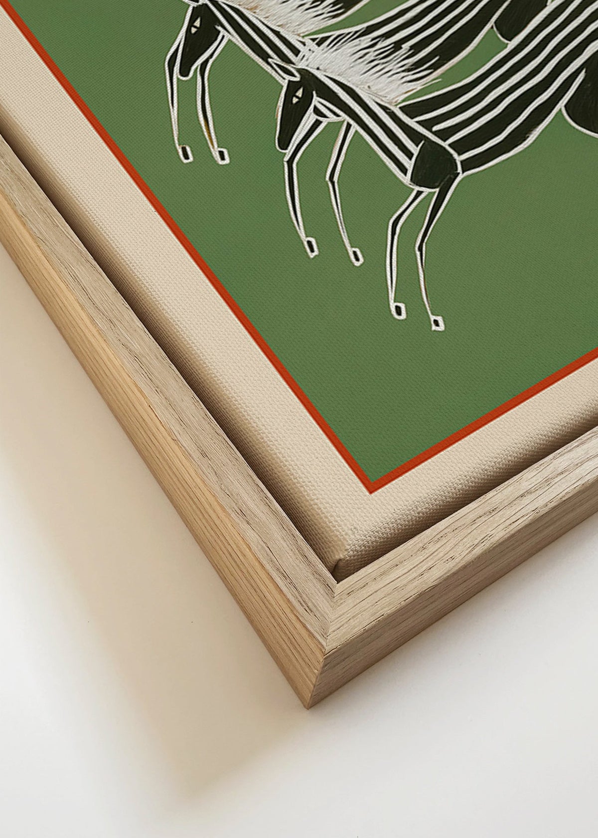 Pruhovaní koně ve vrstvené kompozici – Canvas detail