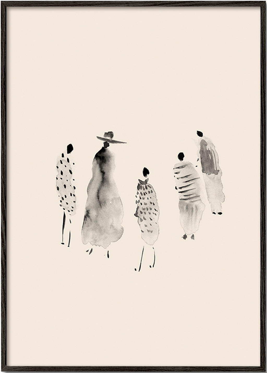 Ilustrace postav inkoustem minimalistická – Black Frame